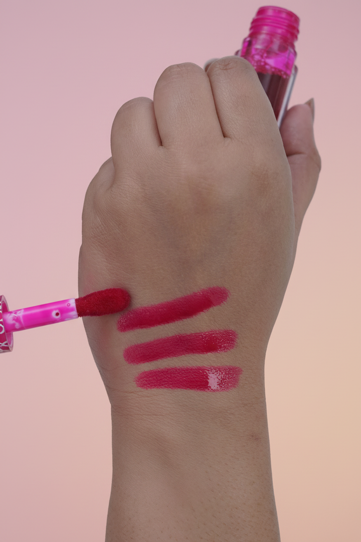 Lip & Cheek Tint Swatches - Pink Orange Background